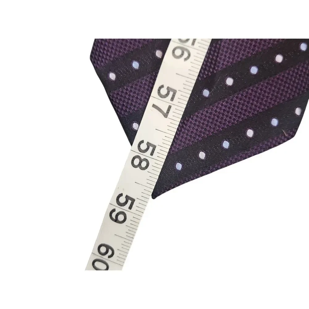 Giorgio Armani 100% Silk Tie Purple Black Striped Polka Dot‎ Made in Italy